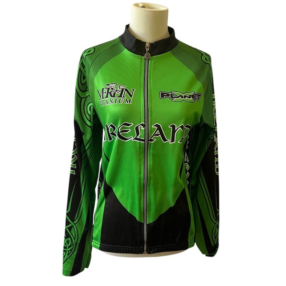 IRELAND CYCLING JERSEY WOMENS S FULL ZIP VTG 90’S BACK HIP POCKETS PERFORMANCE - Picture 1 of 12